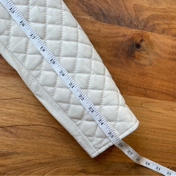 Marc New York Andrew Marc Quilted White Leather Lady Moto Jacket size L - Picture 14 of 16